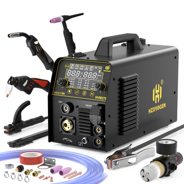 HVM270 Aluminum MIG Welder and Plasma Cutter Combo 6 IN 1  Gas/Gasless MIG/Stick/Lift TIG/CUT/Spot 220V Multi Process Welder with IGBT Inverter, Max Cut 15mm